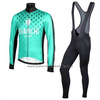 2019 Fahrradbekleidung Bianchi Milano FT Blau Shwarz Trikot Langarm und Tragerhose