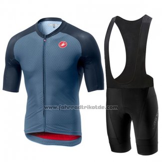 2019 Fahrradbekleidung Castelli Aero Race Blau Rot Trikot Kurzarm und Tragerhose