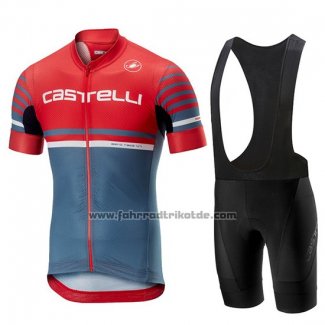 2019 Fahrradbekleidung Castelli Free AR 4.1 Rot Grau Trikot Kurzarm und Tragerhose