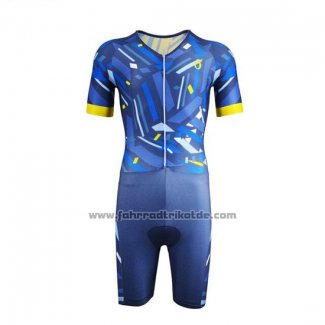 2019 Fahrradbekleidung Emonder-triathlon Blau Gelb Trikot Kurzarm und Tragerhose