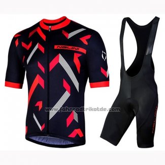 2019 Fahrradbekleidung Nalini Descesa 2.0 Shwarz Rot Trikot Kurzarm und Tragerhose