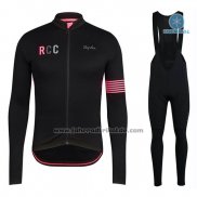 2019 Fahrradbekleidung Rapha Shwarz Rosa Trikot Langarm und Tragerhose