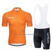 2019 Fahrradbekleidung STRAVA Orange Wei Trikot Kurzarm und Tragerhose