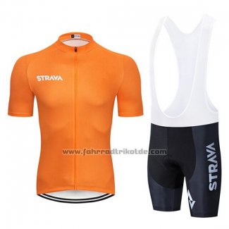 2019 Fahrradbekleidung STRAVA Orange Wei Trikot Kurzarm und Tragerhose