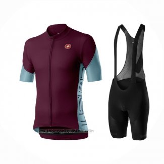 2021 Fahrradbekleidung Castelli Dunkel Volett Trikot Kurzarm und Tragerhose