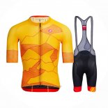 2021 Fahrradbekleidung Castelli Gelb Orange Trikot Kurzarm und Tragerhose