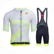 2021 Fahrradbekleidung Castelli Licht Gelb Wei Trikot Kurzarm und Tragerhose