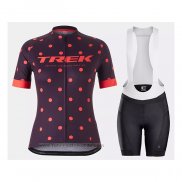 2021 Fahrradbekleidung Frau Trek Volett Orange Trikot Kurzarm und Tragerhose