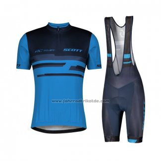 2021 Fahrradbekleidung Scott Blau Shwarz Trikot Kurzarm und Tragerhose