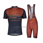 2021 Fahrradbekleidung Scott Dunkel Blau Orange Trikot Kurzarm und Tragerhose