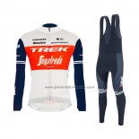 2021 Fahrradbekleidung Trek Segafredo Wei Tief Blau Trikot Langarm und Tragerhose