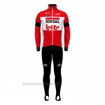 2022 Fahrradbekleidung Lotto Soudal Rot Trikot Langarm und Tragerhose