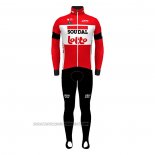 2022 Fahrradbekleidung Lotto Soudal Rot Trikot Langarm und Tragerhose