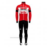 2022 Fahrradbekleidung Lotto Soudal Rot Trikot Langarm und Tragerhose