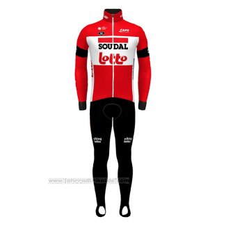 2022 Fahrradbekleidung Lotto Soudal Rot Trikot Langarm und Tragerhose