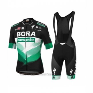 2023 Fahrradbekleidung Bora-Hansgrone Shwarz Grun Trikot Kurzarm Und Tragerhose