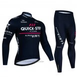 2023 Fahrradbekleidung Deceuninck Quick Step Shwarz Trikot Langarm und Tragerhose