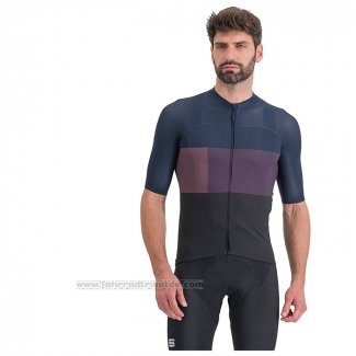 2023 Fahrradbekleidung Sportful Blau Volett Trikot Kurzarm und Tragerhose