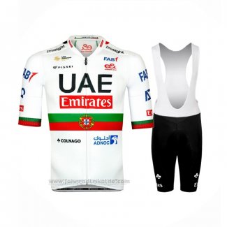 2024 Fahrradbekleidung UAE Portugal Champion Wei Trikot Kurzarm Und Tragerhose