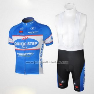 2010 Fahrradbekleidung Quick Step Floor Azurblau Trikot Kurzarm und Tragerhose