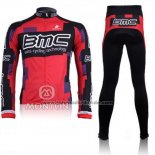 2011 Fahrradbekleidung BMC Rot und Shwarz Trikot Langarm und Tragerhose