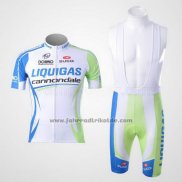 2011 Fahrradbekleidung Liquigas Cannondale Wei und Grun Trikot Kurzarm und Tragerhose