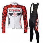 2011 Fahrradbekleidung Trek Rot und Wei Trikot Langarm und Tragerhose