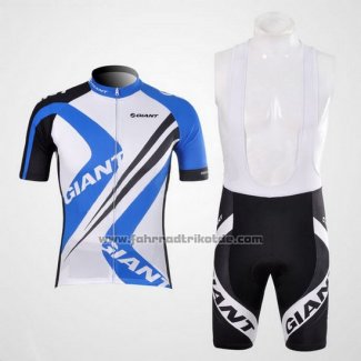 2012 Fahrradbekleidung Giant Wei und Azurblau Trikot Kurzarm und Tragerhose