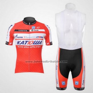 2012 Fahrradbekleidung Katusha Wei und Orange Trikot Kurzarm und Tragerhose