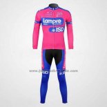 2012 Fahrradbekleidung Lampre ISD Rosa und Azurblau Trikot Langarm und Tragerhose