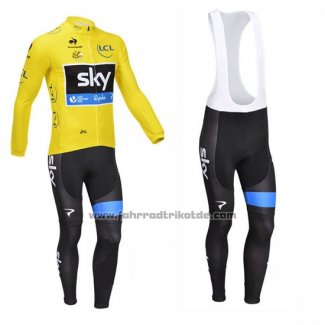 2013 Fahrradbekleidung Sky Lider Gelb und Shwarz Trikot Langarm und Tragerhose