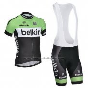 2014 Fahrradbekleidung Belkin Grun und Shwarz Trikot Kurzarm und Tragerhose