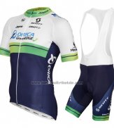 2015 Fahrradbekleidung Orica GreenEDGE Wei und Blau Trikot Kurzarm und Tragerhose