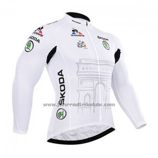 2015 Fahrradbekleidung Tour de France Wei Trikot Langarm und Tragerhose