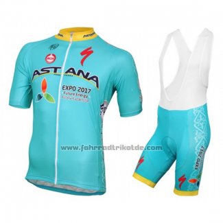 2016 Fahrradbekleidung Astana Hellblau Trikot Kurzarm und Tragerhose