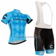 2016 Fahrradbekleidung Cannondale Shwarz und Blau Trikot Kurzarm und Tragerhose