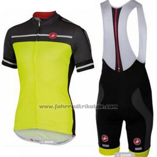 2016 Fahrradbekleidung Castelli Gelb und Grau Trikot Kurzarm und Tragerhose