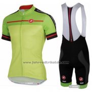 2016 Fahrradbekleidung Castelli Gelb und Grun Trikot Kurzarm und Tragerhose