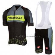 2016 Fahrradbekleidung Castelli Grun und Grau Trikot Kurzarm und Tragerhose