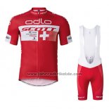 2016 Fahrradbekleidung Scott Wei und Rot Trikot Kurzarm und Tragerhose