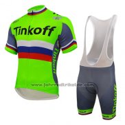 2016 Fahrradbekleidung UCI Weltmeister Tinkoff Grun Trikot Kurzarm und Tragerhose