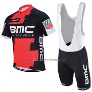 2017 Fahrradbekleidung BMC Rot und Shwarz Trikot Kurzarm und Tragerhose