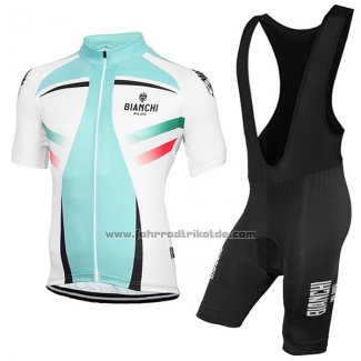 2017 Fahrradbekleidung Bianchi Milano Grun und Wei Trikot Kurzarm und Tragerhose