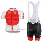 2017 Fahrradbekleidung Frau Castelli Maratona Rot und Wei Trikot Kurzarm und Tragerhose
