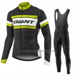 2017 Fahrradbekleidung Giant Grun und Shwarz Trikot Langarm und Tragerhose