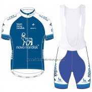 2017 Fahrradbekleidung Novo Nordisk Blau Trikot Kurzarm und Tragerhose