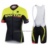 2017 Fahrradbekleidung Sportful Sc Shwarz und Grun Trikot Kurzarm und Tragerhose