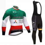 2018 Fahrradbekleidung Astana Champion Italien Trikot Langarm und Tragerhose