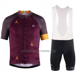 2018 Fahrradbekleidung Craft Monument Dunkel Rot Trikot Kurzarm und Tragerhose