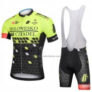 2018 Fahrradbekleidung Holowesko Citadel Grun und Shwarz Trikot Kurzarm und Tragerhose